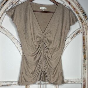 Max Studio Beige Ruched Blouse